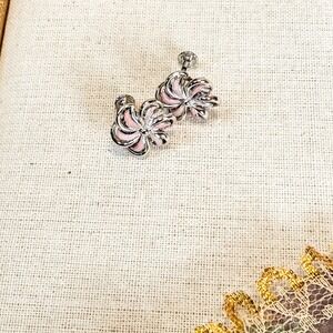 Pink‎ and Silver Earrings